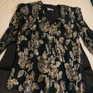 Black and silver and gold shirt with satin black pants brand new tag still on